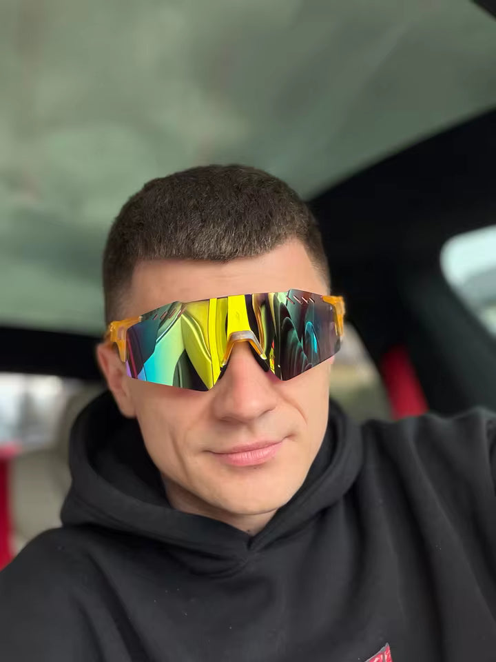 Customer wearing the sunglasses